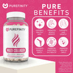Load image into Gallery viewer, PUREFINITY Collagen Peptides for Women – Type I, II, III, V &amp; X with Biotin &amp; Hyaluronic Acid, Supports Healthy Skin, Bones, Hair &amp; Nails – Non-GMO, Grass-Fed, 90 Capsules (1 Month Supply)
