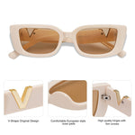 Load image into Gallery viewer, Allarallvr Rectangle Cat Eye Thin Sunglasses for Women 90s Retro Trendy Y2K Aesthetic Vintage Square Small Shades AR82037(Black+Beige)
