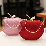 Load image into Gallery viewer, pearl&amp;she Sparkly Apple Shape Clutch red hearts Rhinestone Mini Handbags Women Evening Bags Minaudiere Purses For Party.
