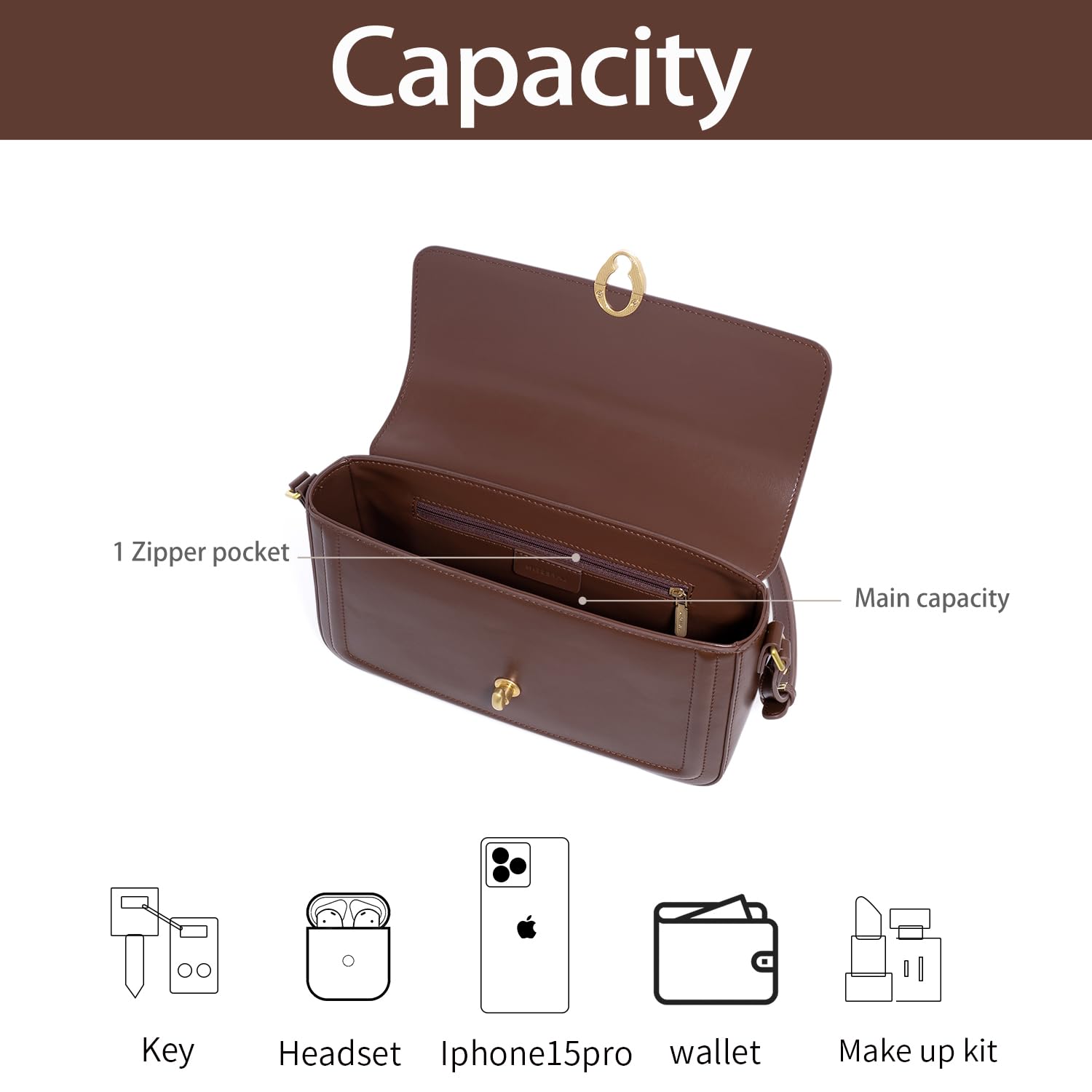 LAFESTIN Split Leather Shoulder Bags For Women with Adjustable Strap, Trendy Crossbody Purses For Women, Designer Inspire Handbags, Caramel Brown