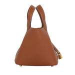 Load image into Gallery viewer, Lafillmiss Genuine Leather Bucket Bag for Women Handheld tote bag with metal clasp, bohemian-style market tote bag, suitable for everyday use and travel, Gift Ready Handbag(Brown)
