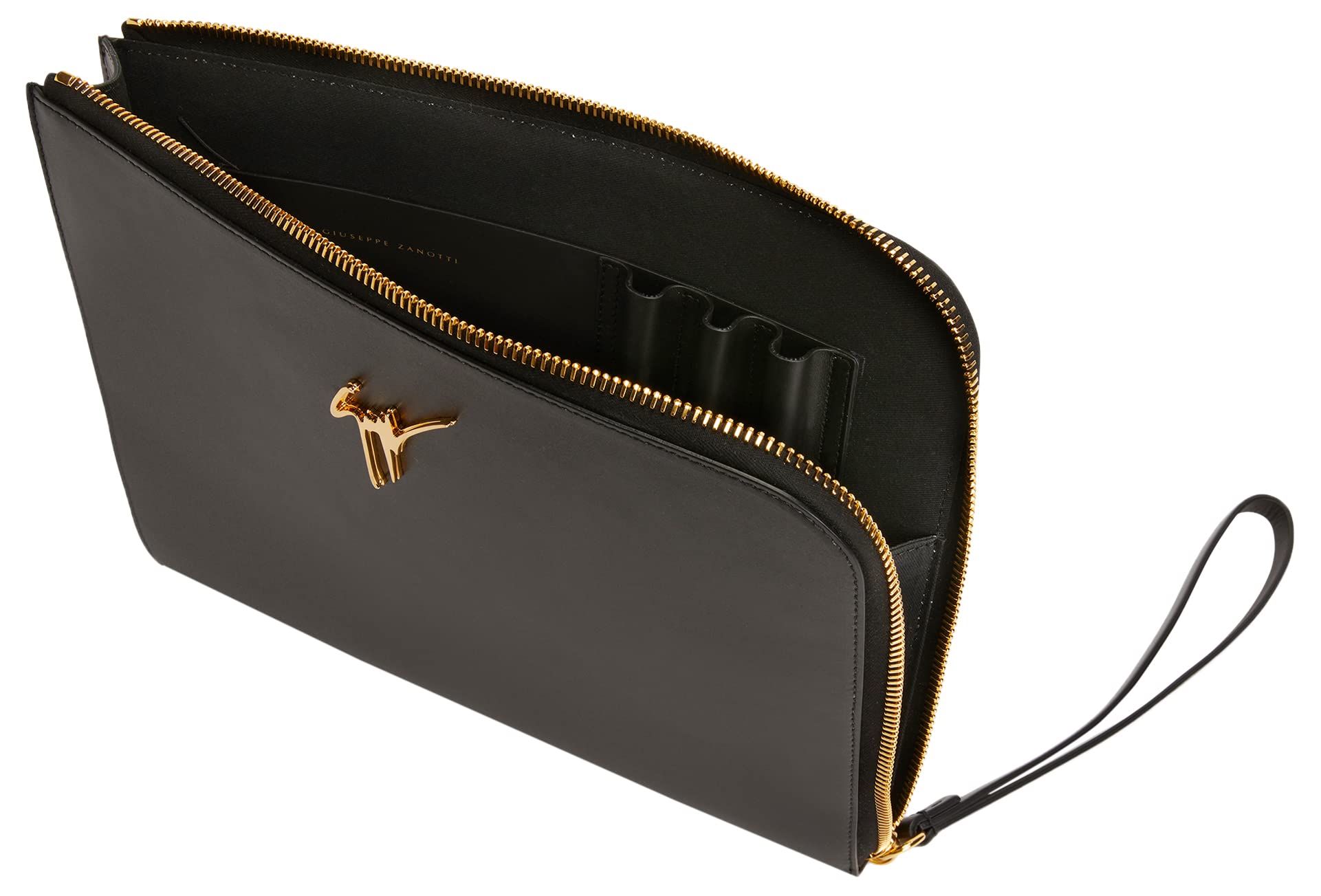 Giuseppe Zanotti, Fabian Leather Clutch, One Size, Black