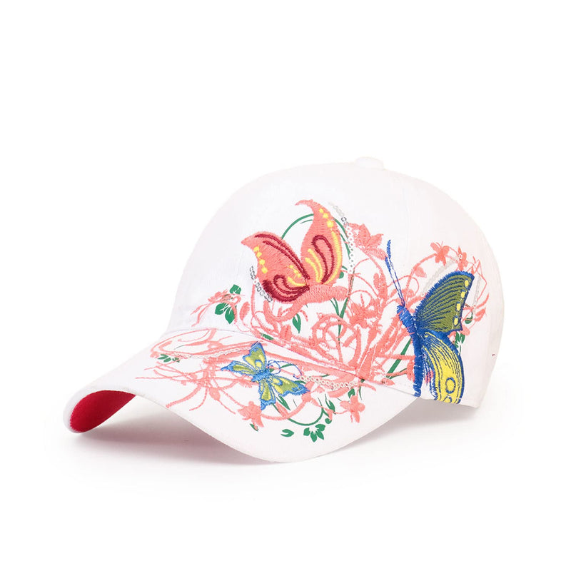 Trucker Hats California H Womens Hat Trendy Creativity Flowers Butterfly Sequins Embroidered Baseball Cap White