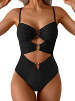 Load image into Gallery viewer, Eomenie Womens Cutout One Piece Swimsuit with Ring Linked Sexy Monokini Bathing Suit for Beach Vacation Black
