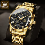 Load image into Gallery viewer, OLEVS Watches for Men,Mens Watches,Mens Gold Watch Big Large Face Black and Gold Waterproof Stainless Steel Dress Chronograph Luxury Water Resistant Fashion Roman Numerals Wrist Watch,Reloj Hombre
