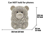Load image into Gallery viewer, Boutique De FGG Bear Evening Bags and clutches for Women Formal Crystal Clutch Purse Party Animal Rhinestone Handbags,Mini,Silver
