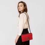Load image into Gallery viewer, Aiqudou Leather Crossbody Bag Chain Purse for Women - Snake Print Shoulder Bag Luxury Evening Satchel Handbag Ladies Underarm Bag(Red)

