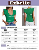 Load image into Gallery viewer, Women's Deep V Neck Ruffle Sleeve Shirts Summer Ribbed Knit Slim Fitted Tops Casual Tight Tshirt 2025 Trendy Clothes Black,M
