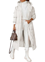 Load image into Gallery viewer, Grlasen Women Long Quilted Coat Winter Hooded Long Sleeve Button Down Puffer Padded Jacket
