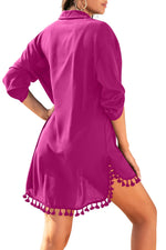 Load image into Gallery viewer, Yincro Women Swimsuit Cover Up Shirt 2025 Tassel Beach Bathing Suit for Swimwear Bikini Dress(Rose Pink, L)
