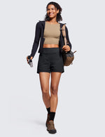 Load image into Gallery viewer, CRZ YOGA Women&#39;s Lightweight Mid Rise Hiking Shorts 4&#39;&#39; - Stretch for Athletic Summer Travel Outdoor Golf with Zip Pockets Black Medium
