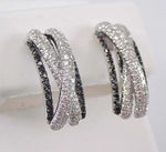 Load image into Gallery viewer, 2 Ct Round Cut Black Lab Created Women's Hoop Earrings 14k White Gold Plated
