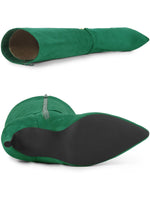 Load image into Gallery viewer, Allegra K Women&#39;s Knee High Boots Buckle Pointed Toe Stiletto Heel Emerald Green Boots 9 M US
