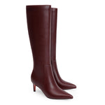 Load image into Gallery viewer, QIY Women's Knee High Burgundy Tall Boots Kitten Heel Pointed Toe Fall Spring Boots for Women Side Zipper Long Boots Size 8.5
