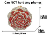 Load image into Gallery viewer, Boutique De FGG Rose Crystal Clutch Purse Women Flower Evening Bag Wedding Party Prom Bridal Rhinestone Floral Handbag,Mini,Red
