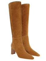 Load image into Gallery viewer, Coutgo Womens Knee High Boots Closed Pointed Toe Chunky Heel Tall Boots Side Zipper Fall Dress Boot Shoes, Brown, Size 7.5
