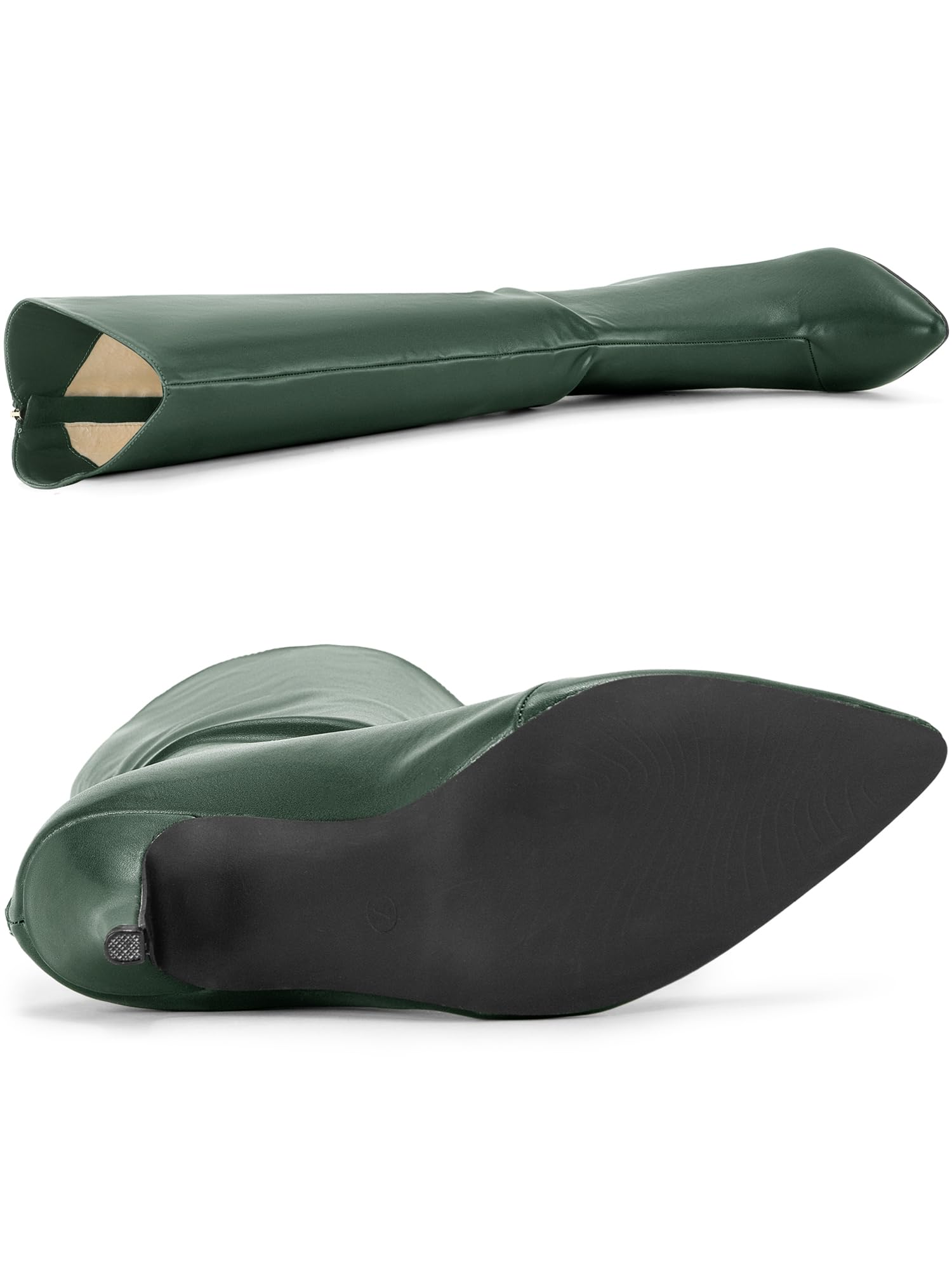 Allegra K Women's Pointed Toe Stiletto Heel Dark Green Knee High Boots 8 M US