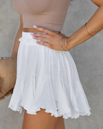Load image into Gallery viewer, Women's Flowy Shorts Casual Linen Boho Ruffle Mini Skirts Pleated High Waist Cute Butterfly Skorts with Pockets Summer Trendy-White S
