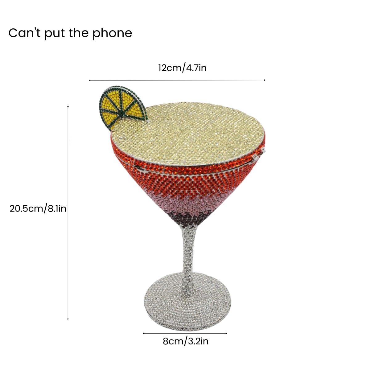 UMREN Cocktail Goblet Rhinestone Clutch for Women Unique Crystal Evening Bag Diamond Purse Wedding Party Prom Handbag Orange Yellow