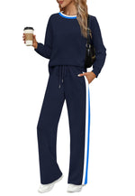 Load image into Gallery viewer, WIHOLL Lounge Sets for Women 2 Piece Winter Clothing 2025 Fall Outfits Fashion Cute Long Sleeve Tops Shirts Vacation Travel Cruise Airport Pajama Navy Blue M
