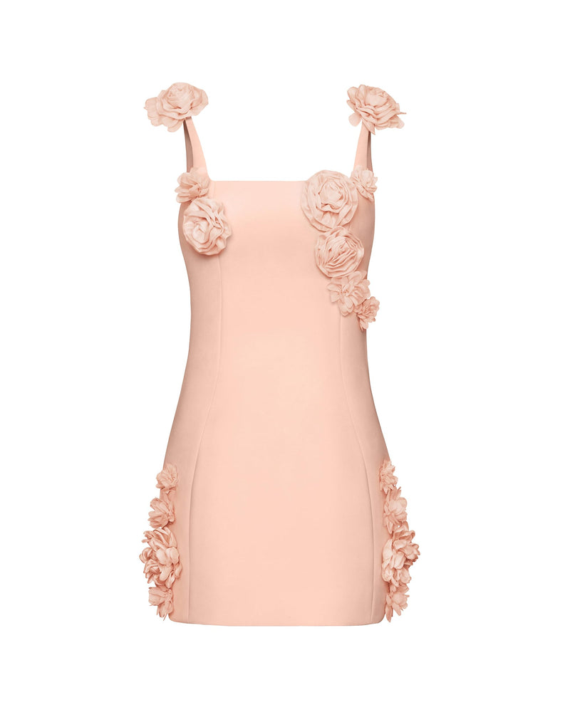 JW PEI Women's Elaina Pink Rosette Applique Mini Dress - Apricot