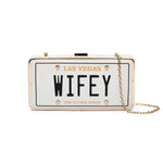 Load image into Gallery viewer, CENTALI Wifey Clutch Purse for Bachelorette Party – Bridal Shower Gift for Bride, Fiancée, Wife, Girl Friend, Women’s Evening Bag with Gold Chain Strap
