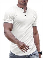 Load image into Gallery viewer, JMIERR Mens Muscle Slim Fit Button Henley Shirts Summer Crewneck Short Sleeve Longline Fitted T-Shirt Gym Workout Athletic Tee Shirt for Man, 2XL, White
