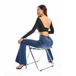 Load image into Gallery viewer, FLYING BANANA Women's Totally Shaping Curvy Stretchy Bootcut Flare Denin Jeans (Blue, 8 Long)
