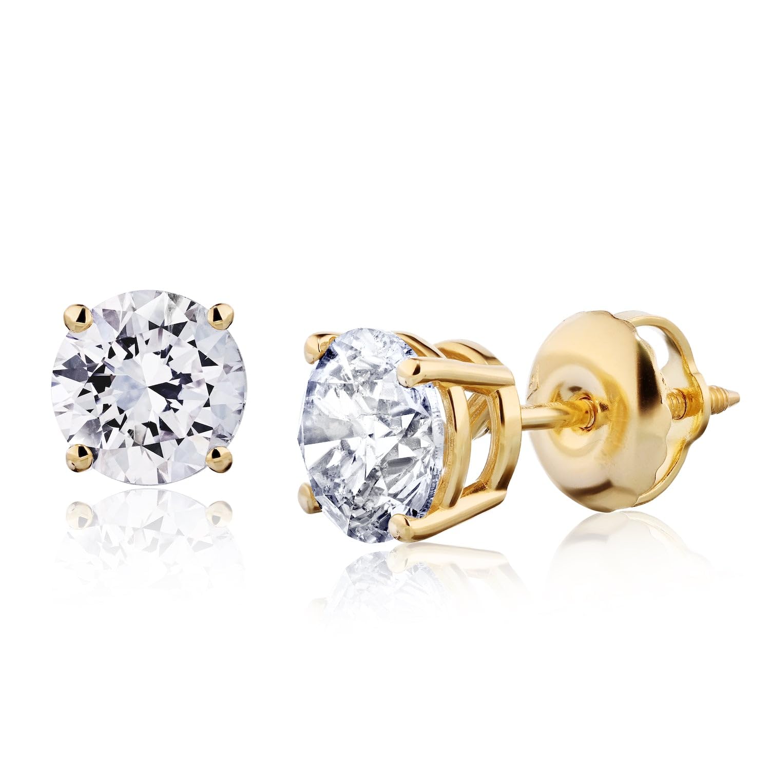 0.20-2.00 cttw Certified NATURAL Diamond Stud Earrings for Women 14 Karat Gold Earrings 4 Prong Setting with Screw Back Studs Fine Jewelry (white-gold, 0.20 cttw)