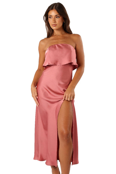 Petal & Pup Women's Vienna Strapless Midi Dress, Dusty Rose