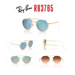 Load image into Gallery viewer, Ray-Ban RB3765 001/4O 53MM Gold/Crystal Lens Blue Gradient Mirror Rounded Hexagonal Sunglasses for Men for Women +BUNDLE with ACCESSORY EYEWEAR KIT
