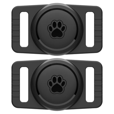 GOCII for Airtag Dog Collar Holder 2 Pack,Waterproof Dog Collar Holder for Apple AirTag, Silicone Air Tags Case for Dog Collars(Black)