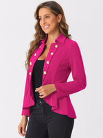 Load image into Gallery viewer, Allegra K Women's Casual Jacket Steampunk High Low Hem Open Front Long Sleeves Work Peplum Blazer Medium Hot Pink
