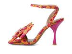 Load image into Gallery viewer, Betsey Johnson Women&#39;s Denly Heeled Sandal, Orange Floral, 8.5
