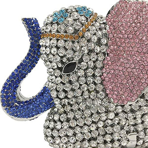 Boutique De FGG Elephant Crystal Clutch Bags Women Animal Rhinestone Evening Handbags Bridal Party Crystal Clutch Purse,Mini,Multi-White