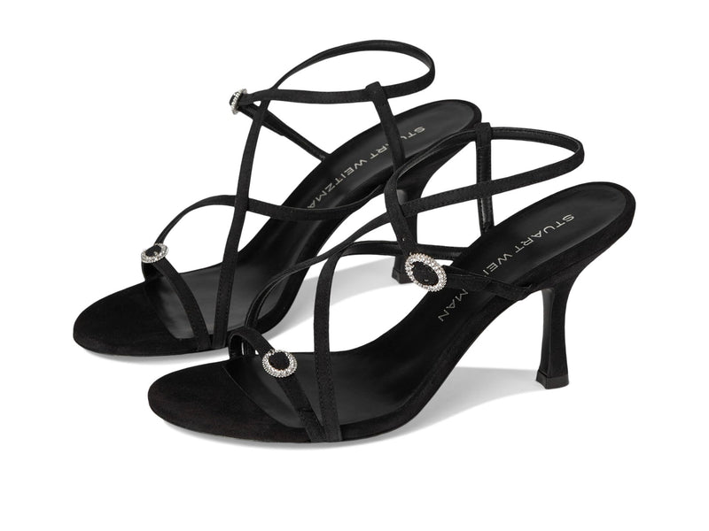 Stuart Weitzman Women's Kensington Strappy Sandals 85, Black, 9 Medium