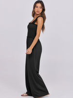Load image into Gallery viewer, ANRABESS Womens Casual Summer Jumpsuits Smocked Sleeveless Wide Leg Long Romper Jumpers Dressy 2025 Vacation Outfits Black M
