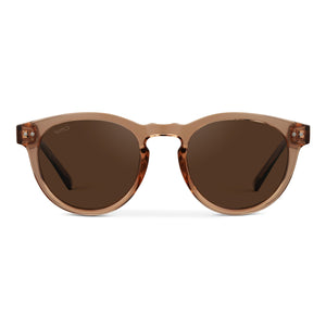 WearMe Pro Polarized Classic Round Retro Women's Sunglasses (Light Crystal Brown/Brown Lens)