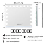 Load image into Gallery viewer, COOLJEEN Large Hollywood Vanity Mirror with Lights Bluetooth 18 Dimmable LED Bulbs, 3 Color Modes Lighted Makeup Mirror with USB Charging Port
