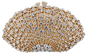 Mossmon Crystal Clutch Women Luxury Rhinestone Evening Bag (Gold)