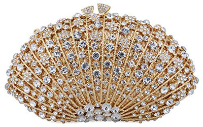 Mossmon Crystal Clutch Women Luxury Rhinestone Evening Bag (Gold)