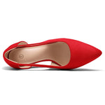 Load image into Gallery viewer, mysoft Women's Stiletto Heels Pumps Closed Toe 4IN Cut Out High Heels Pointed Toe Dress Shoes Red Suede
