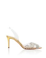 Load image into Gallery viewer, Aquazzura Gatsby Plexi Sling 75, Soft Gold, 10
