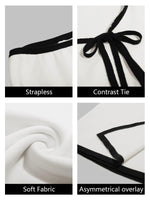Load image into Gallery viewer, Wenrine Womens Sexy Tube Top Dress Strapless Self Tie Wrap Asymmetrical Hem Knit Summer Party Mini Dresses White
