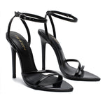 Load image into Gallery viewer, LIRALISSA Women's Strappy Sandals 4.5 Inch Lace Up Heels Sexy Stiletto High Heeled Open Toe with Ankle Wrap Summer Party Prom Wedding Bride Shoes LRSA-L-1 Black 8
