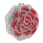 Load image into Gallery viewer, Boutique De FGG Rose Crystal Clutch Purse Women Flower Evening Bag Wedding Party Prom Bridal Rhinestone Floral Handbag,Mini,Red
