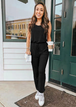 Load image into Gallery viewer, PRETTYGARDEN Women&#39;s Two Piece Outfit Sets Casual Summer Sleeveless Crewneck Tops and Sweatpants Active Tracksuit Lounge Wear (Black,Medium)
