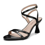 Load image into Gallery viewer, FREECHICC Women's Strappy Kitten Heels Sandals for Women High Heels Open Round Toe Ankle Strap Dress Shoes for Wedding Party Summer Dress Shoes Black,9
