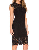 Load image into Gallery viewer, MEROKEETY Women's Sleeveless Lace Floral Elegant Cocktail Dress Crew Neck Knee Length for Party, Black, Medium
