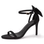 Load image into Gallery viewer, Coutgo Womens Ankle Strap High Heels Open Toe Stiletto Bow Tie Knot Heeled Sandals Fashion Wedding Dress Pump Shoes Black 8.5
